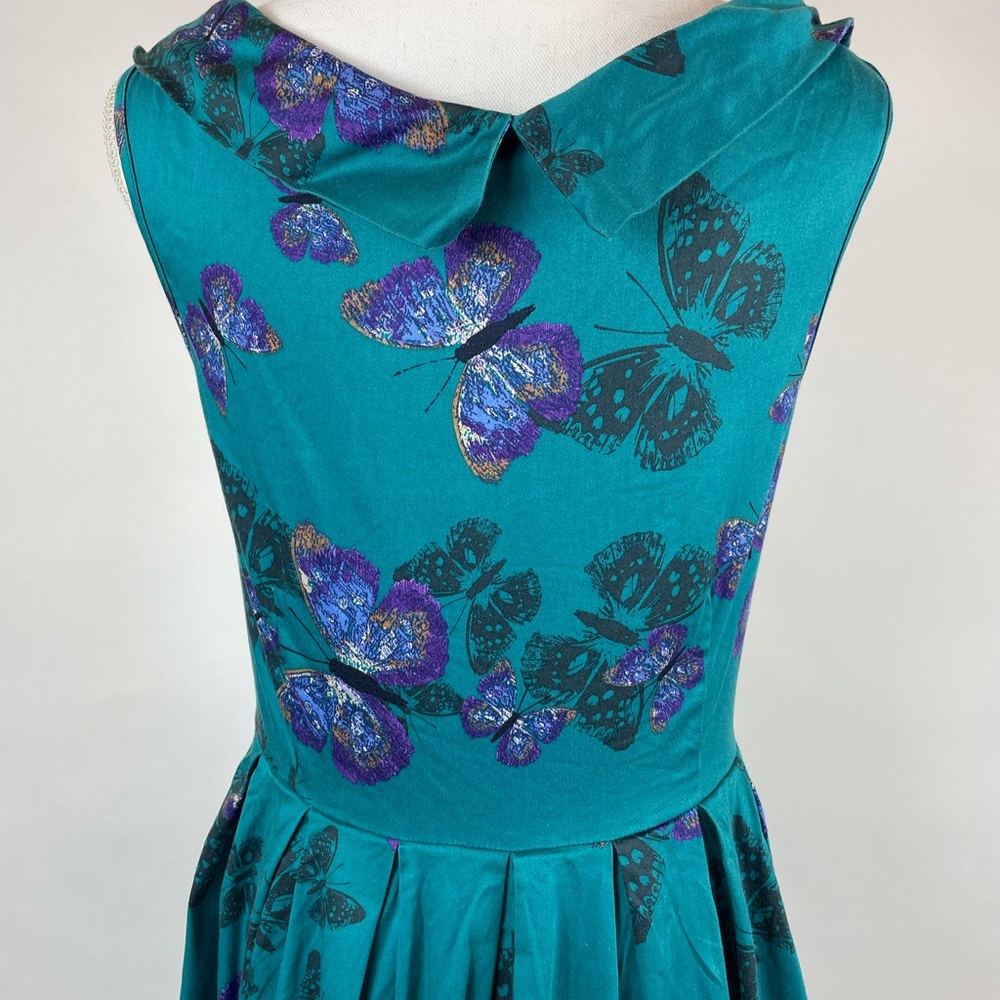 Lady Vintage Madison Teal Butterfly Dress | Made in London - Picture 5 of 13